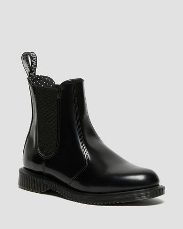 Dr Martens Flora Smooth Leren Enkellaars Dames Zwart | NL 705PJJ